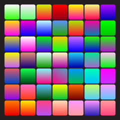 Set of two-coloured bright gradients, various patterns, templates for your design. Multicolored backgrounds. Swathes included.