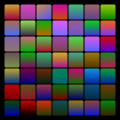 Set of two-coloured dark gradients, various patterns, templates for your design. Multicolored backgrounds. Swathes included.