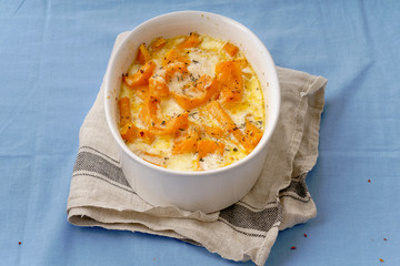 Roasted squash baked with heavy cream, thyme, white wine and parmesan cheese