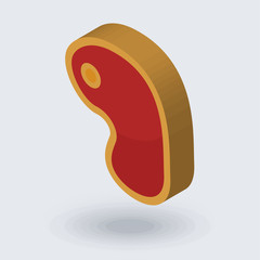 Steak icon vector sign and symbol isolated on white background, Steak logo concept , isometric 3D icon