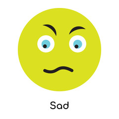 Sad icon vector sign and symbol isolated on white background, Sad logo concept