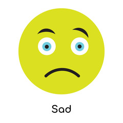 Sad icon vector sign and symbol isolated on white background, Sad logo concept
