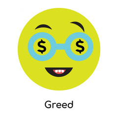 Greed icon vector sign and symbol isolated on white background, Greed logo concept