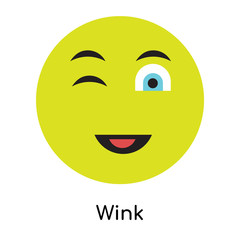 Fototapeta premium Wink icon vector sign and symbol isolated on white background, Wink logo concept