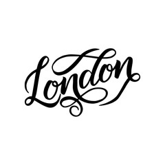 City logo isolated on white. Black label or logotype. Vintage badge calligraphy in grunge style. Great for t-shirts or poster. London, Great Britain