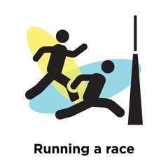 Running a race icon vector sign and symbol isolated on white background, Running a race logo concept
