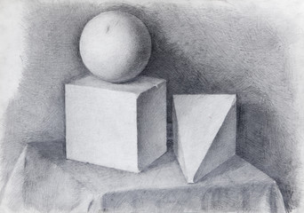 Fototapeta premium still life, pencil drawing, sketch 