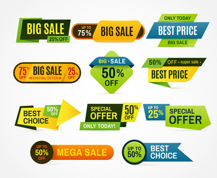 Sale stickers. Price tag label. Banner sticker or abstract flyer. Graphic for offer labels design template vector collection