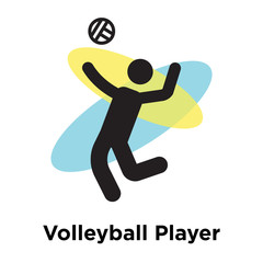 Volleyball Player icon vector sign and symbol isolated on white background, Volleyball Player logo concept