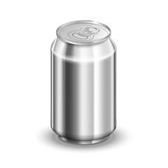 0,33 liter glossy aluminum can, soda or beer template on white