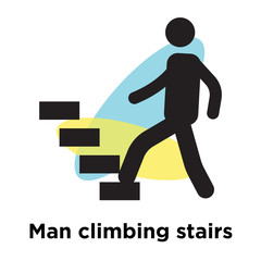 Man climbing stairs icon vector sign and symbol isolated on white background, Man climbing stairs logo concept