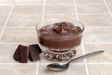 chocolate pudding with pieces of chocolate