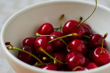 Fresh, ripe, sweet cherry in a bowl