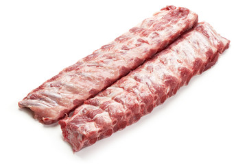 Fresh raw pork ribs, isolated on white background.