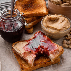 peanut paste on a wooden rustic background