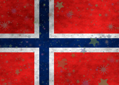 Norwegian flag with stars scattered around