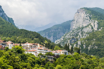 Fototapeta na wymiar Panorama Litohoro village on Mount Olympus in Greece 