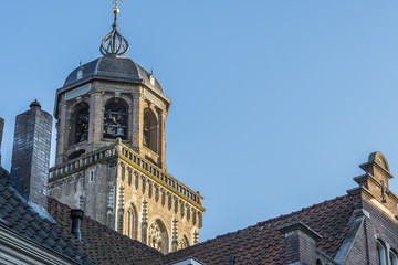 Fototapeta na wymiar Detail tower of the church of Deventer. netherlands holland
