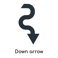 Down arrow icon vector sign and symbol isolated on white background, Down arrow logo concept