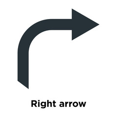 Right arrow icon vector sign and symbol isolated on white background, Right arrow logo concept