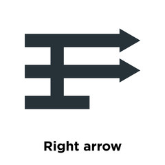 Obraz premium Right arrow icon vector sign and symbol isolated on white background, Right arrow logo concept