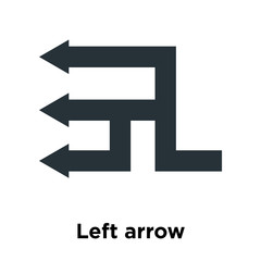 Left arrow icon vector sign and symbol isolated on white background, Left arrow logo concept