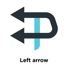 Left arrow icon vector sign and symbol isolated on white background, Left arrow logo concept