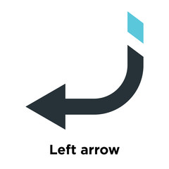 Left arrow icon vector sign and symbol isolated on white background, Left arrow logo concept