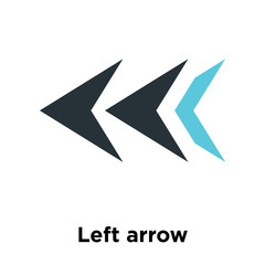 Left arrow icon vector sign and symbol isolated on white background, Left arrow logo concept