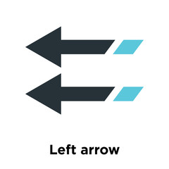 Left arrow icon vector sign and symbol isolated on white background, Left arrow logo concept