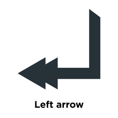 Left arrow icon vector sign and symbol isolated on white background, Left arrow logo concept