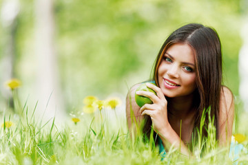 Woman on flower field