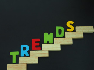 Wood block stacking as step stair with colorful of 