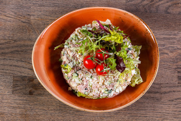 Salad with prawns and salmon