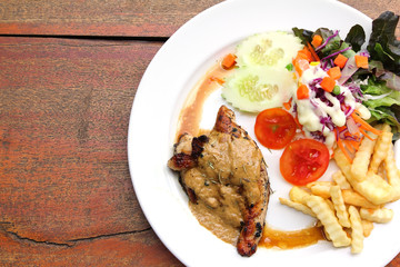 Black pepper pork steak