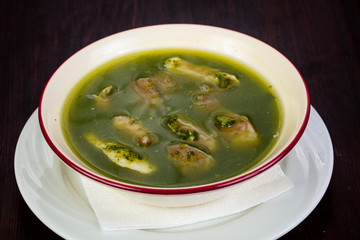 Fith soup with pesto