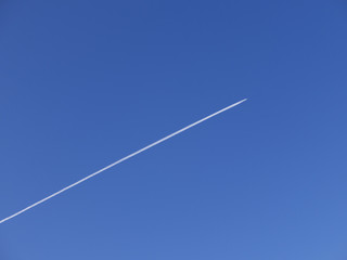trace of the plane in the sky