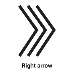 Right arrow icon vector sign and symbol isolated on white background, Right arrow logo concept