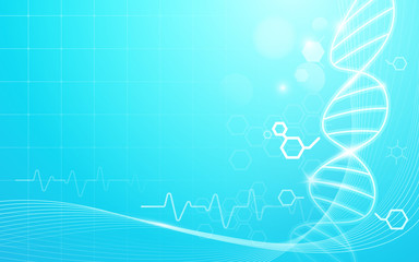 DNA and heart rate. Medicine and science concept abstract background