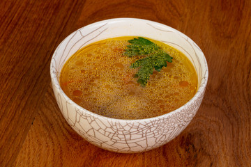 Chicken soup with parsley