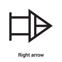 Right arrow icon vector sign and symbol isolated on white background, Right arrow logo concept