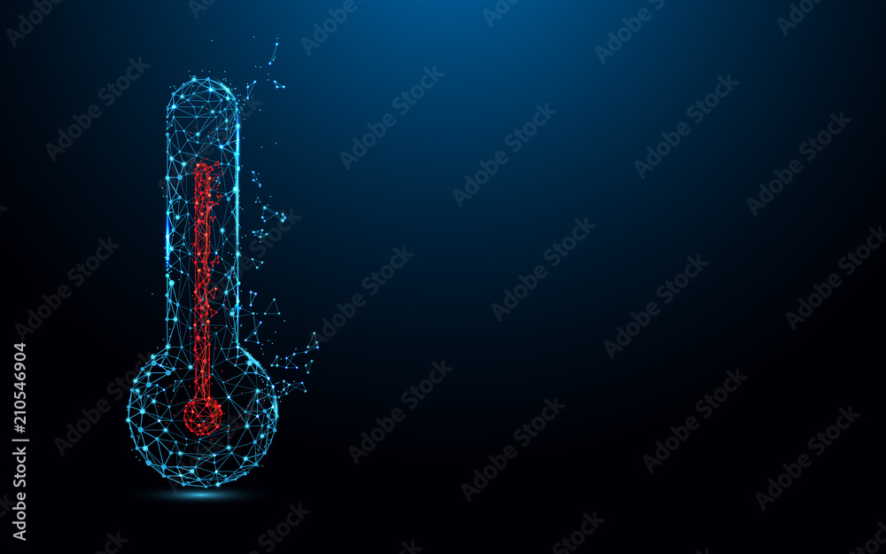 Poster Temperature form lines, triangles and particle style design. Illustration vector