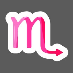 Obraz premium Scorpio zodiac colored sticker sign. Astrological symbol icon. Vector icon scorpio. Layers grouped for easy editing illustration. For your design.