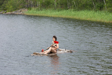 woman on the lake
