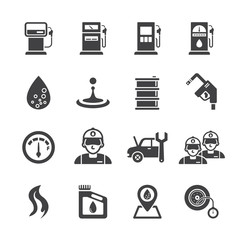 Gas station icon set