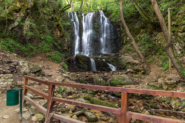 Fototapeta premium Landscape of Koleshino waterfalls cascade in Belasica Mountain, Novo Selo, Republic of Macedonia