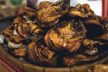 Dried fish in the fresh market In Asia