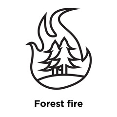 Forest fire icon vector sign and symbol isolated on white background, Forest fire logo concept