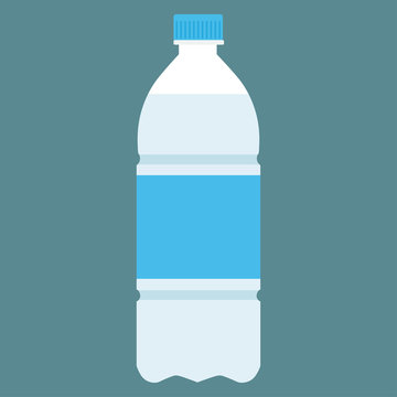 Bottle of water icon in flat style isolated on blue background. Vector illustration