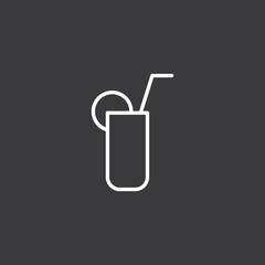 line cocktail icon black on dark background